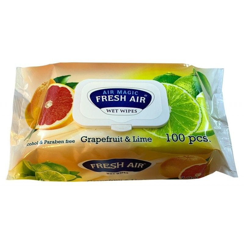 Fresh Air vlhčené obrúsky 100 ks klip Grapefruit & Limetka